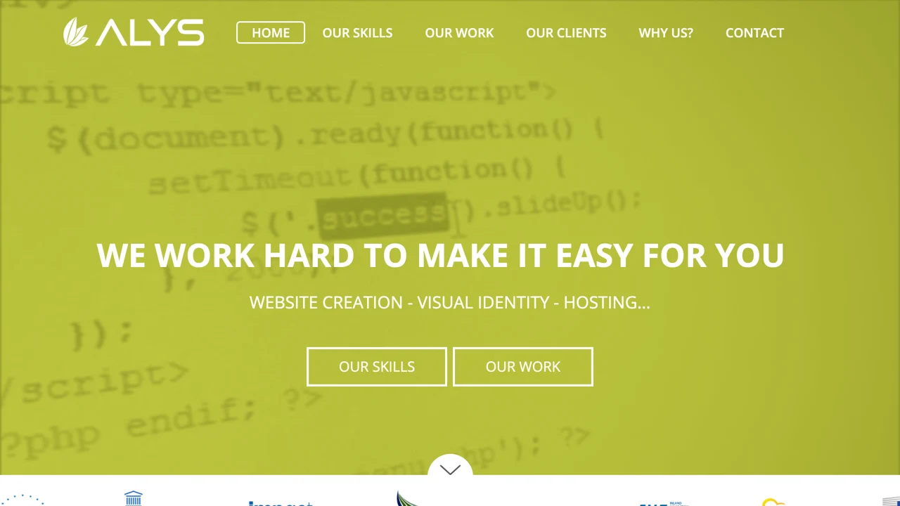Screenshot of Alys website