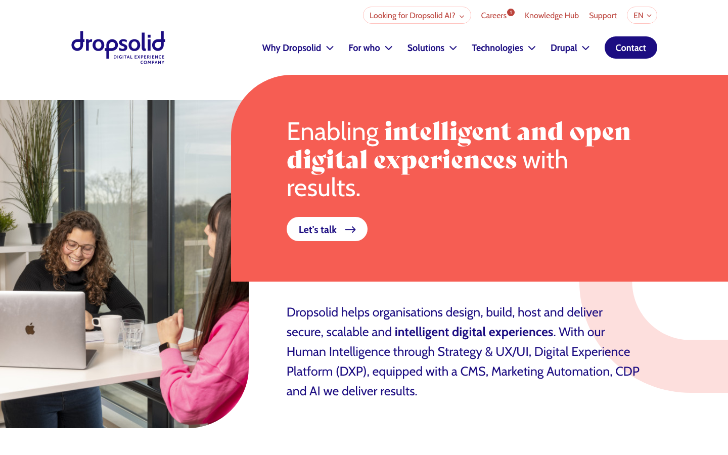 Screenshot of Dropsolid website