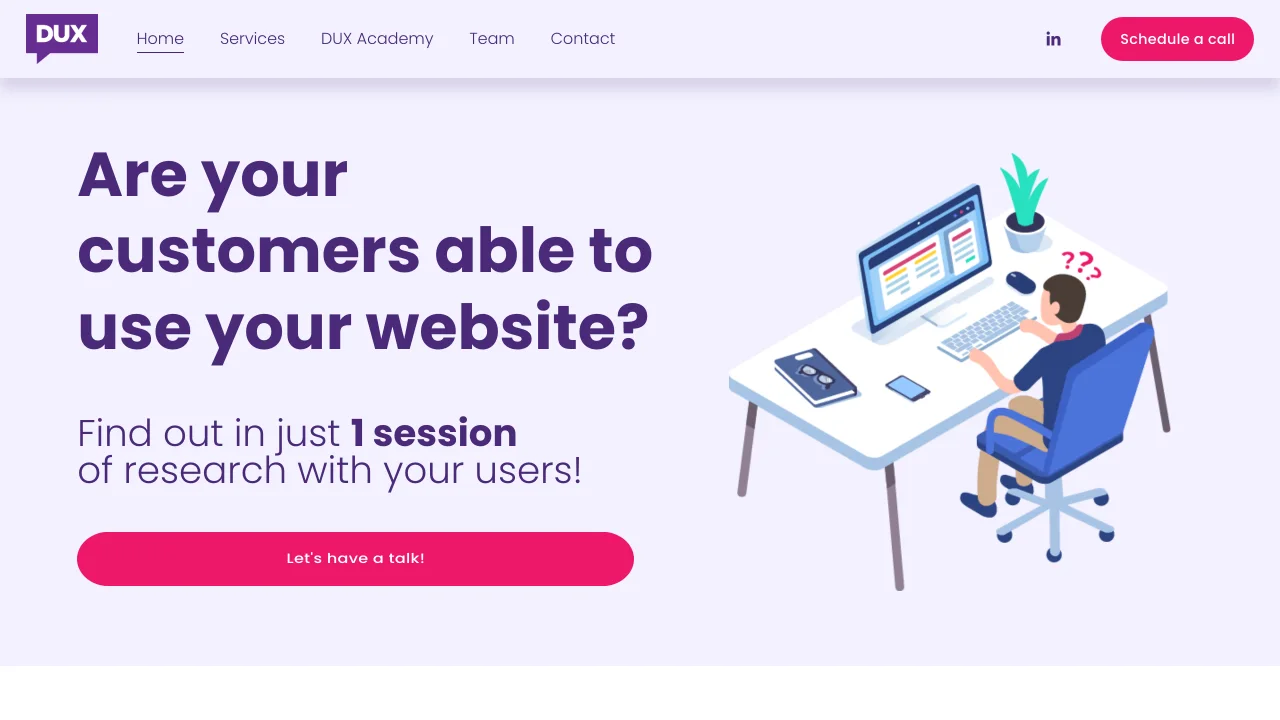 Screenshot of DUX website