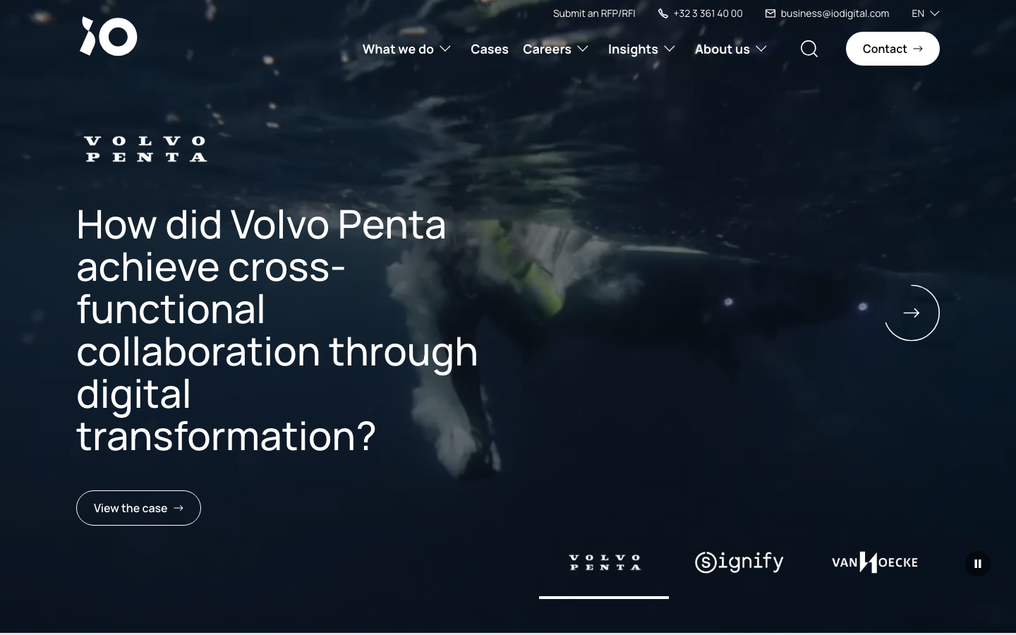 Screenshot of iO website