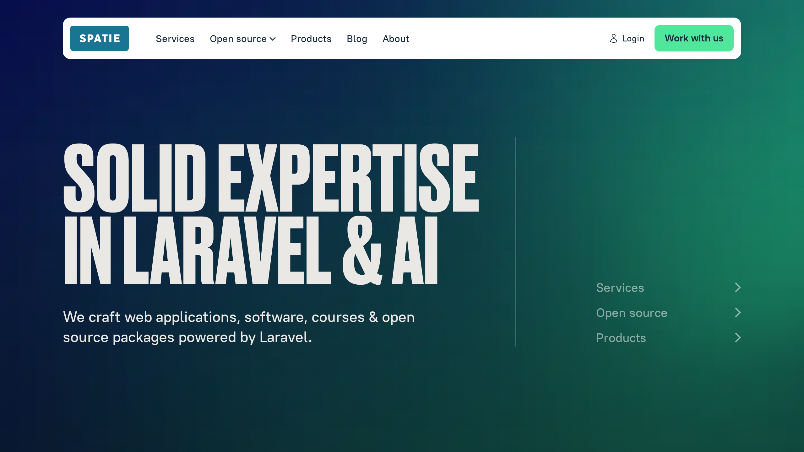 Screenshot of Spatie website