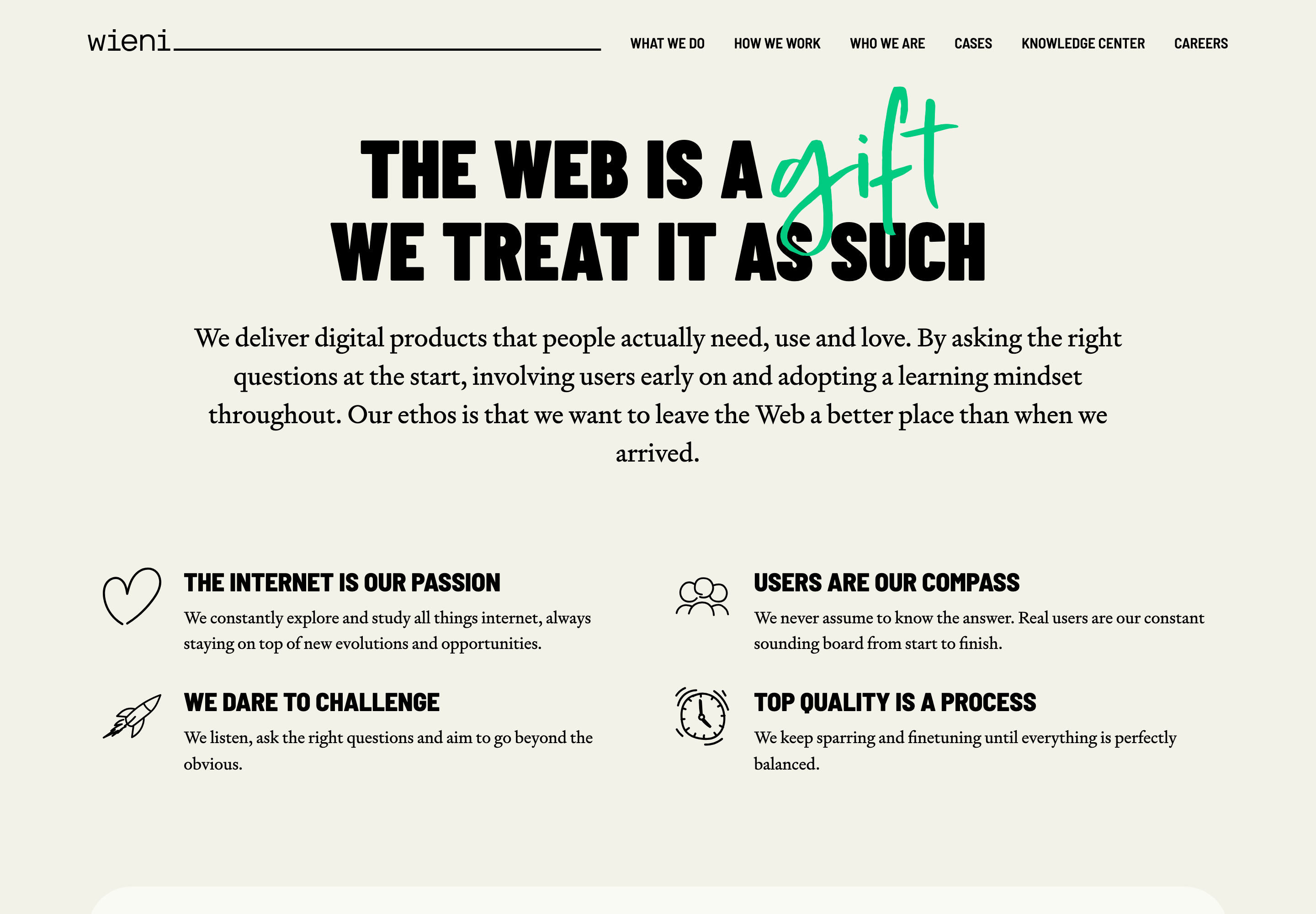 Screenshot of Wieni website